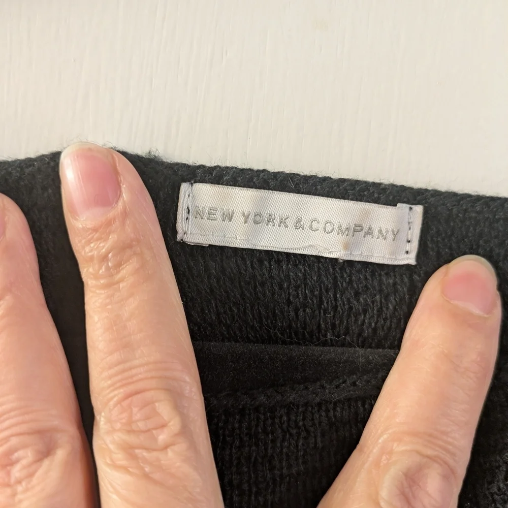 New York & Company Black Knit Poncho - Picture 3 of 3